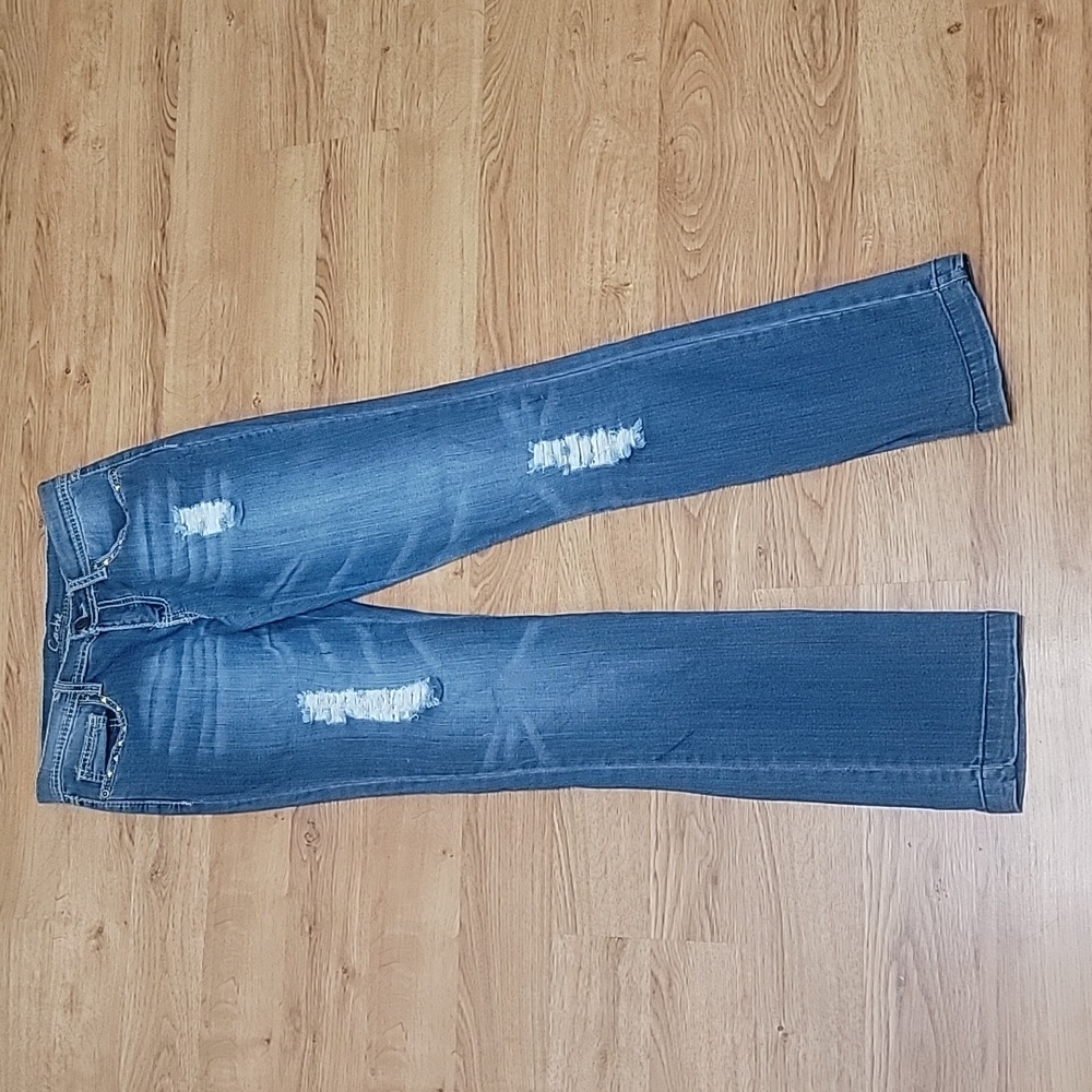 Cache Straight Leg Distressed Jeans Size 0